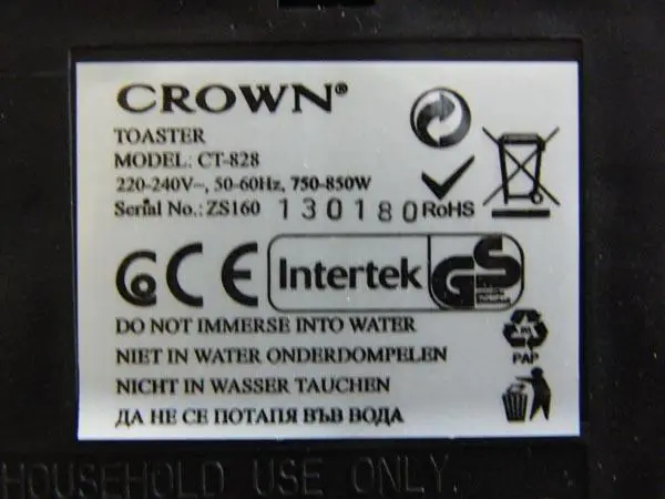 Foto do aviso oficial: Crown Torradeira — risco: Queimaduras & Incêndio