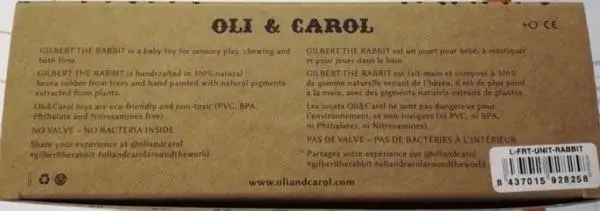 Foto do aviso oficial: Oli &amp; Carol Gilbert le lapin Brinquedo de dentição — risco: Engasgamento