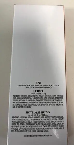 Photo de l’avis officiel: Matte Liquid LIPSTICK &amp; LINER Rouge à lèvres — risque: Risque chimique