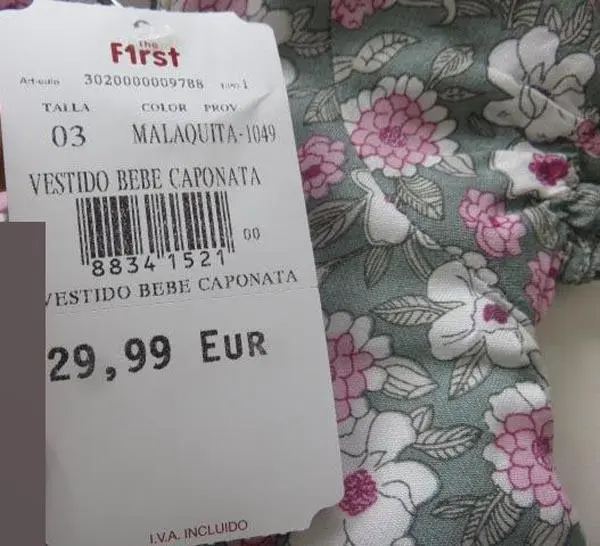 Photo de l’avis officiel: The F1rst Vestidito bebé Caponata Robe de bébé — risque: Étouffement