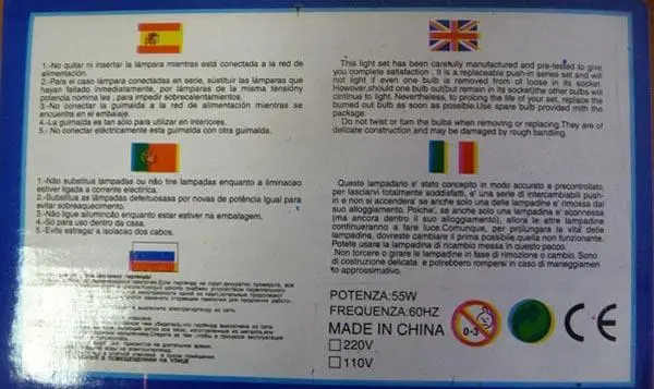 Foto do aviso oficial: MULTI FUNCTION Corrente de iluminação LED — risco: Choque elétrico (A12/0229/18)