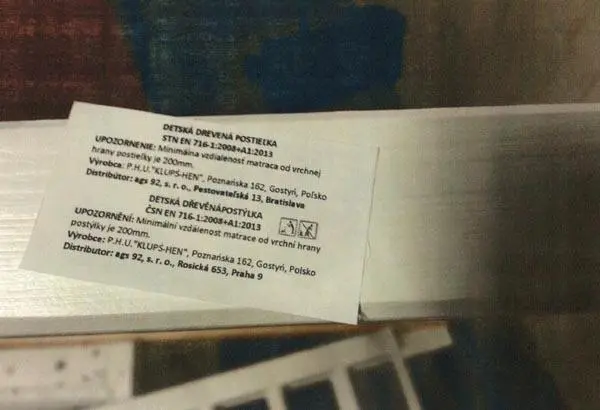 Foto aus der offiziellen Meldung: Klups Postylka Kinderbett — Risiko: Einklemmen & Verletzungen