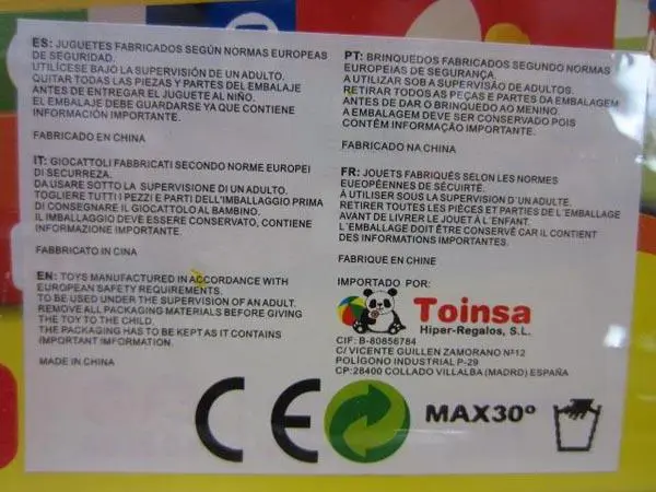Foto do aviso oficial: Toinsa DARADISE BLOCKS Conjunto de blocos de brinquedos — risco: Engasgamento