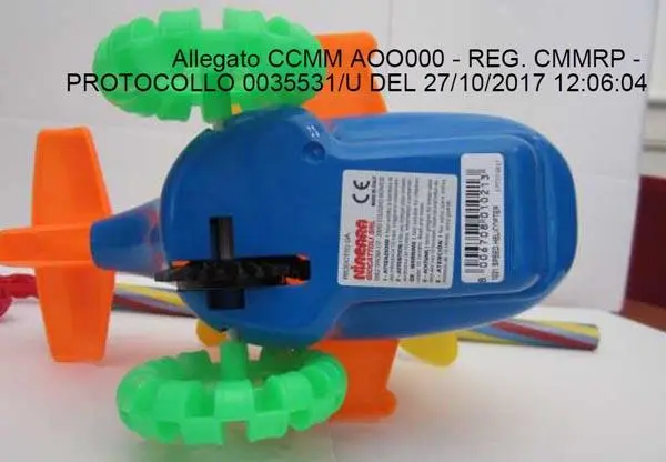 Foto do aviso oficial: Niagara Giocattoli Speed helicopter Helicóptero de brinquedo — risco: Engasgamento