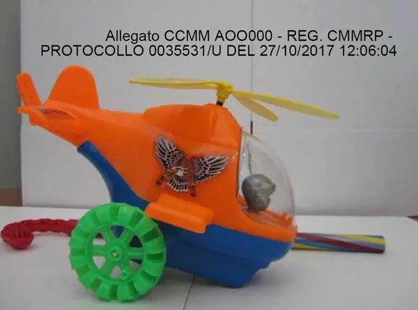 Foto do aviso oficial: Niagara Giocattoli Speed helicopter Helicóptero de brinquedo — risco: Engasgamento