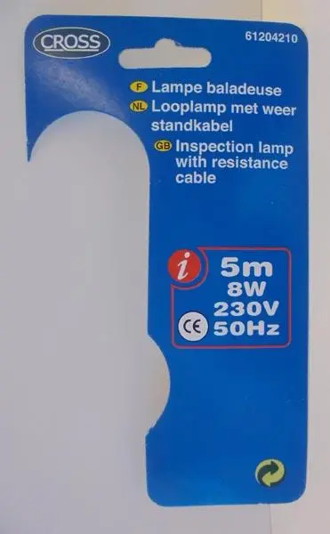 Photo from the official notice: CROSS Inspection lamp — electric shock risk