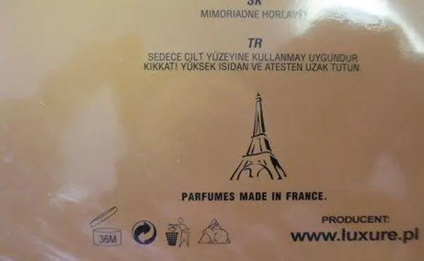 Photo de l’avis officiel: LUXURE PARFUMES Elite — risque: Risque chimique (A12/0452/18)