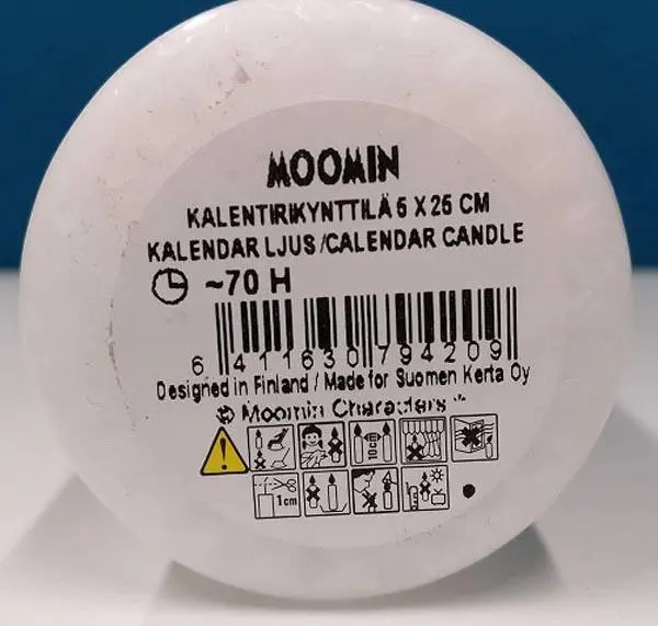 Foto do aviso oficial: MOOMIN-kalenterikynttilä Vela — risco: Incêndio
