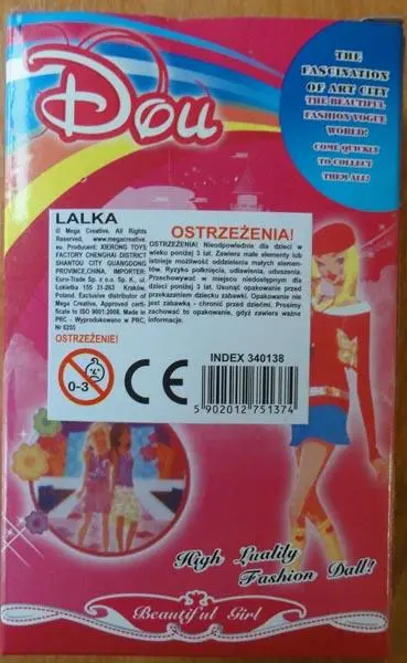 Foto do aviso oficial: Dou Beautiful girl Boneca de plástico — risco: Químico