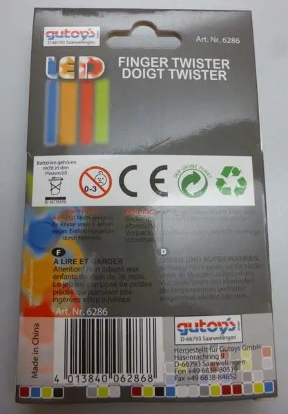Foto do aviso oficial: gutoy's LED FInger Twister Fidget spinner — risco: Químico