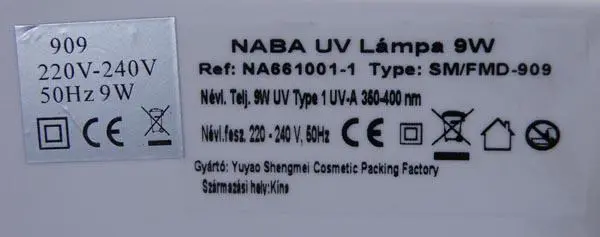 Foto do aviso oficial: NABA / FEI MEI UV Lámpa Lâmpada de unhas UV — risco: Choque elétrico & Incêndio