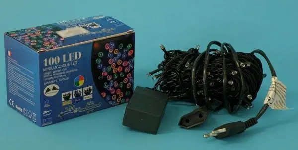 Photo de l’avis officiel: 100 LED MINILUCCIOLE LED Chaîne d’éclairage — risque: Choc électrique & Incendie (A12/0560/18)