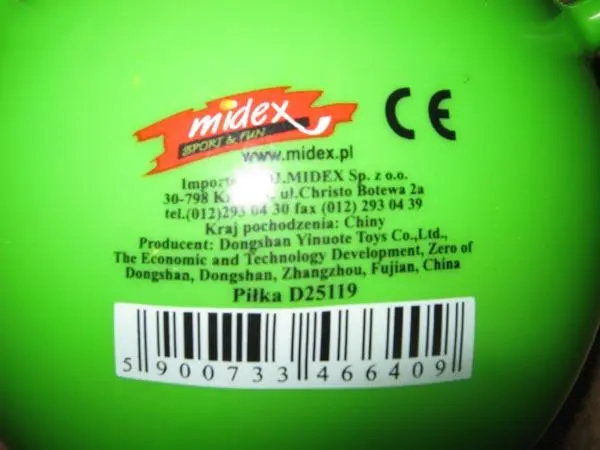 Photo de l’avis officiel: Midex Pilka Boule rebondissante — risque: Risque chimique