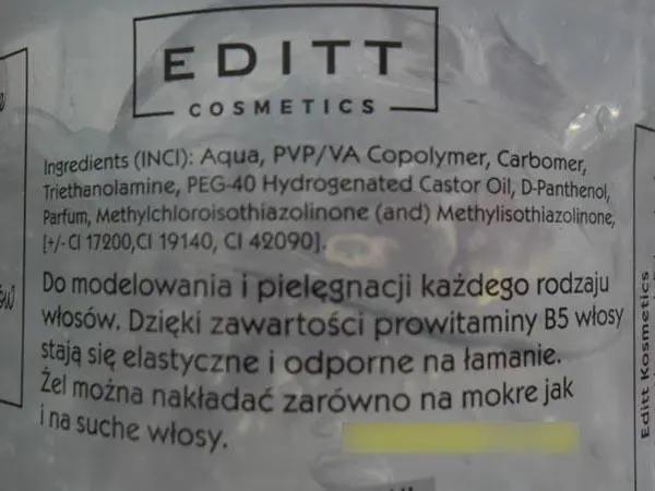 Photo de l’avis officiel: editt WITH PRO-VITAMIN B5 Gel capillaire — risque: Risque chimique