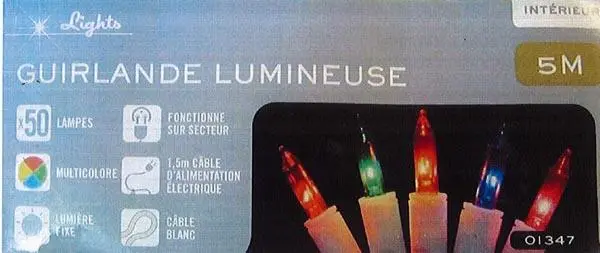 Photo from the official notice: LIGHTS GUIRLANDE LUMINEUSE lighting chain — electric shock risk