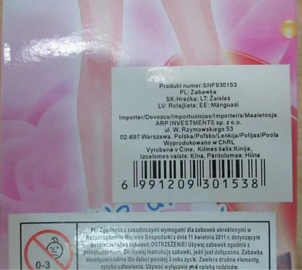 Photo de l’avis officiel: Girl Poupée en plastique — risque: Risque chimique (A12/0674/18)