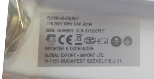 Foto do aviso oficial: Global IP65 LED FLOOD LIGHT REFLECTOR 10W Projetor LED — risco: Choque elétrico