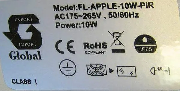 Foto do aviso oficial: Global LED FLOOD LIGHT REFLECTOR Projetor LED — risco: Choque elétrico