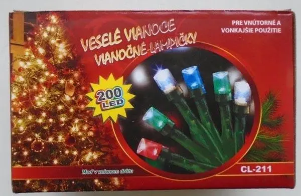 Foto do aviso oficial: Vianocne lampicky 200 LED Corrente de iluminação — risco: Choque elétrico