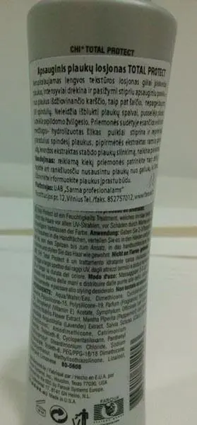 Foto aus der offiziellen Meldung: Farouk CHI® Total Protect Defense Lotion Schützende Haarlotion — Risiko: Chemikalie