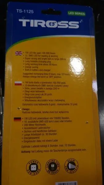 Foto do aviso oficial: Tiross LED Flashlight Lanterna LED — risco: Choque elétrico