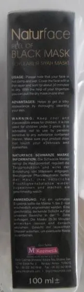 Foto aus der offiziellen Meldung: Naturface Peel Of Black Mask Soyulabilir Siyah Maske Gesichtsmaske — Risiko: Chemikalie