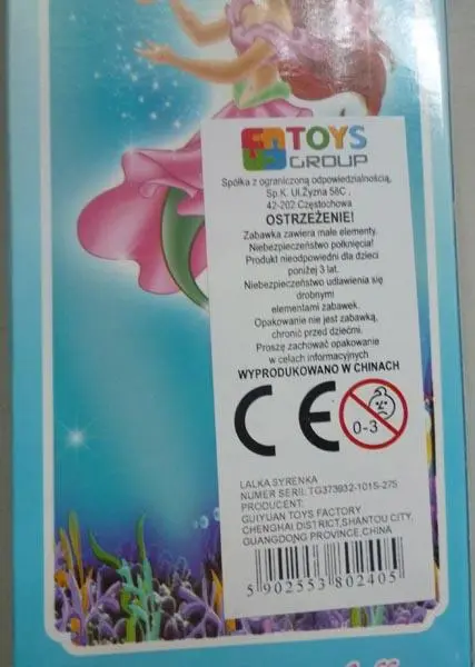 Foto do aviso oficial: Guangda / Toys Group Mermaid beauty Boneca de plástico — risco: Químico