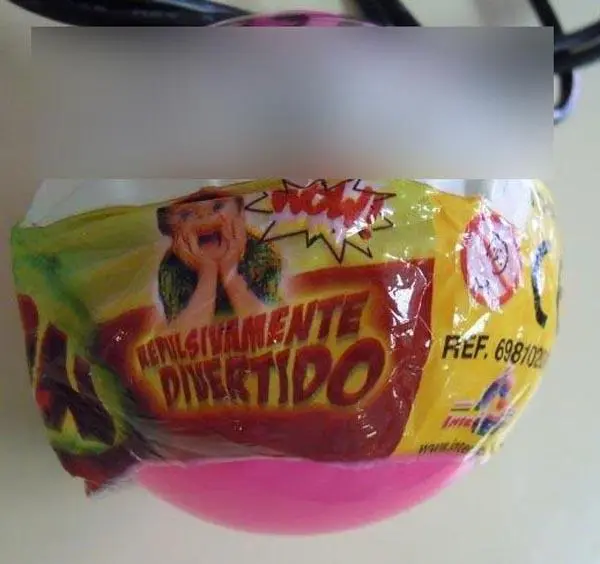 Foto aus der offiziellen Meldung: Interibi Yoyo/Pufferball — Risiko: Ersticken