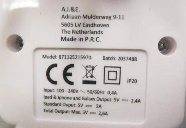 Photo de l’avis officiel: Grundig USB POWER ADAPTER Chargeur USB — risque: Choc électrique