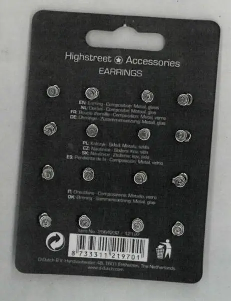 Foto dell’avviso ufficiale: Highstreet Accessories Earrings Orecchini — rischio: Rischio chimico