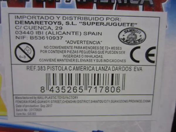 Photo de l’avis officiel: Avengers / Superjuguete Captain America Pistolets à jouets — risque: Étouffement
