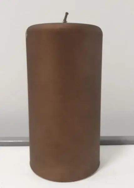 Photo from the official notice: Balmuir Velvet pilar candle — burns & fire risk