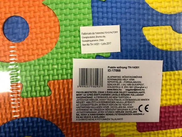 Foto del aviso oficial: EVA Puzzle Mats Series Estera de rompecabezas — riesgo: Atragantamiento (A12/0892/18)