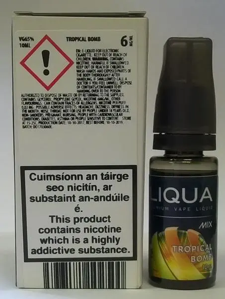 Photo de l’avis officiel: All sub-brands Liqua Liquide pour e-cigarettes — risque: Risque chimique