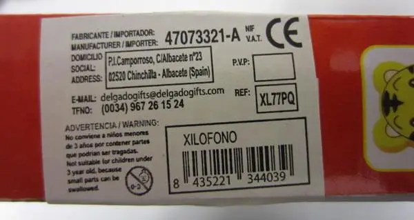 Foto do aviso oficial: Delgado Gifts Wonderful Voice Xilofone de brinquedo — risco: Engasgamento
