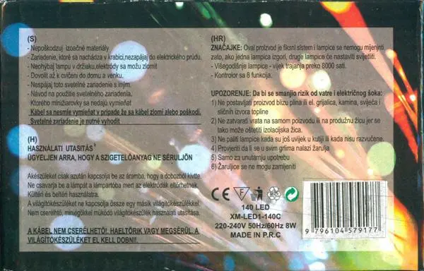 Photo de l’avis officiel: 140 LED LIGHT Chaîne d’éclairage — risque: Choc électrique & Incendie (A12/0918/18)
