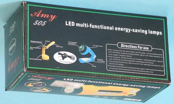 Foto aus der offiziellen Meldung: Amy LED multi-functional energy-saving Tragbare LED-Lampe/Lampe — Risiko: Elektrischer Schlag & Feuer