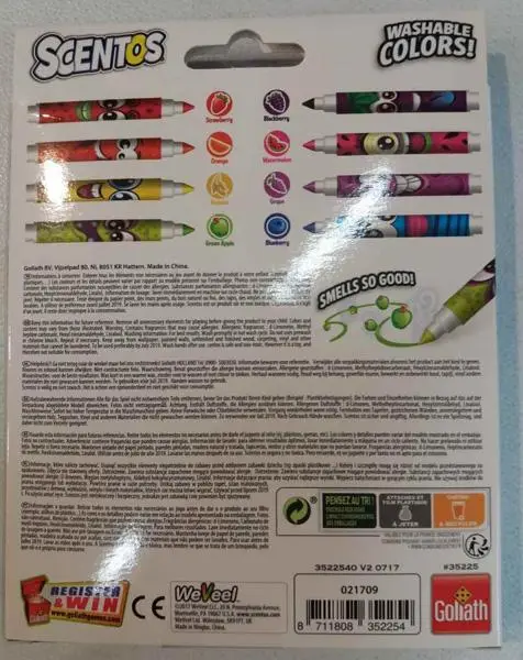Photo de l’avis officiel: Goliath SCENTOS - Scented Markers Stylos à bout de feutre — risque: Risque chimique
