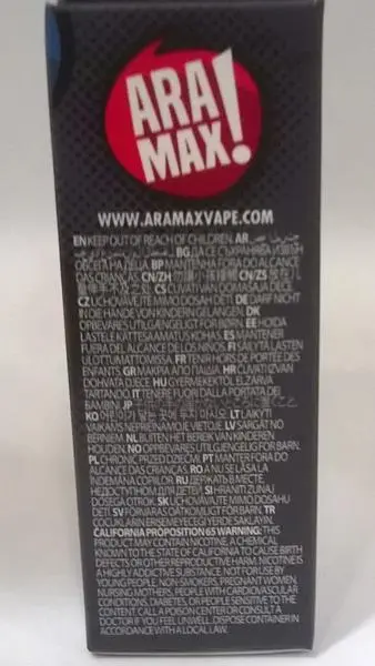 Photo de l’avis officiel: ARAMAX Vape Juice Liquide pour cigarettes électroniques — risque: Risque chimique