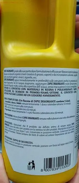 Foto dell’avviso ufficiale: ZAPEC DISGORGANTE RAPIDO ZAPEC Pulitore di scarico — rischio: Rischio chimico