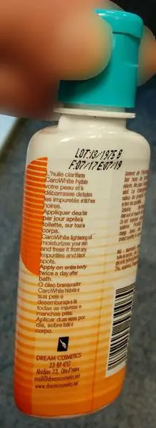 Foto do aviso oficial: Caro White Lightening oil Produto de clareamento da pele — risco: Químico