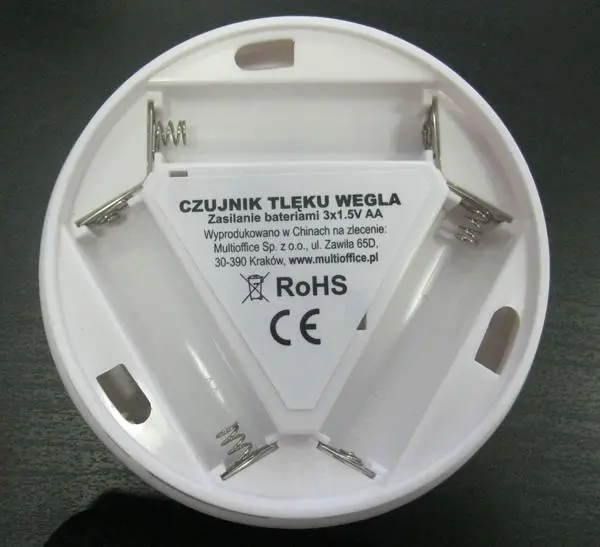 Foto uit de officiële melding: Czujnik czadu Koolmonoxidedetector — risico: Verstikking