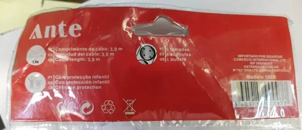 Photo de l’avis officiel: Ante Bloco de tomadas Plomb d’extension — risque: Choc électrique