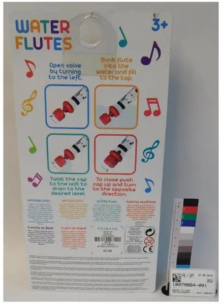 Photo de l’avis officiel: Primark Water Flutes Jouet musical — risque: Lésions auditives