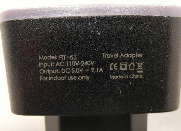 Photo de l’avis officiel: 4-OK Travel adapter Chargeur USB — risque: Choc électrique