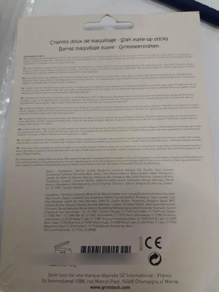 Photo from the official notice: Grim'tout 12 crayons de maquillage face paint crayons/make-up pencils — chemical risk