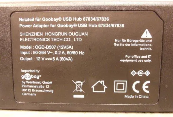 Photo de l’avis officiel: Goobay 7+2 Port USB - HUB 3.0 Moyeu USB avec alimentation électrique — risque: Choc électrique