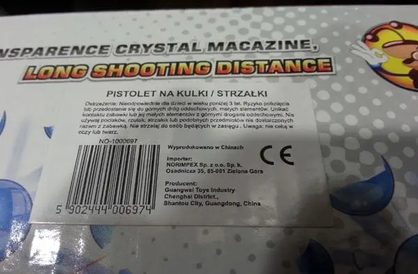 Foto do aviso oficial: Crystal Fighter Pistola de bala de água — risco: Engasgamento & Ferimentos