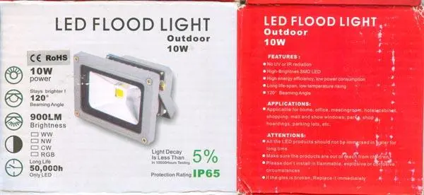 Foto do aviso oficial: LED FLOOD LIGHT Outdoor 10W Projetor LED — risco: Choque elétrico