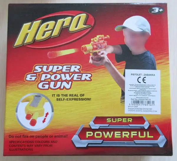 Foto do aviso oficial: Zhong Teng Hero - Super &amp; Power Gun Conjunto de pistola de brinquedo — risco: Engasgamento